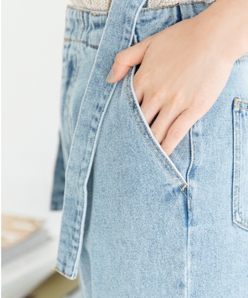 Mysa&Liina(ミーサリーナ)の「レースアップパンツ(デニムパンツ・レディース・サックスブルー/イエロー/オフホワイト/ピンク/グレー・M)」の14枚目の写真