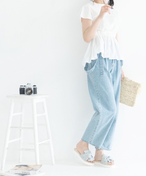 Mysa&Liina(ミーサリーナ)の「レースアップパンツ(デニムパンツ・レディース・サックスブルー/イエロー/オフホワイト/ピンク/グレー・M)」の18枚目の写真