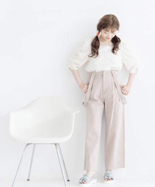 Mysa&Liina(ミーサリーナ)の「レースアップパンツ(デニムパンツ・レディース・サックスブルー/イエロー/オフホワイト/ピンク/グレー・M)」の10枚目の写真