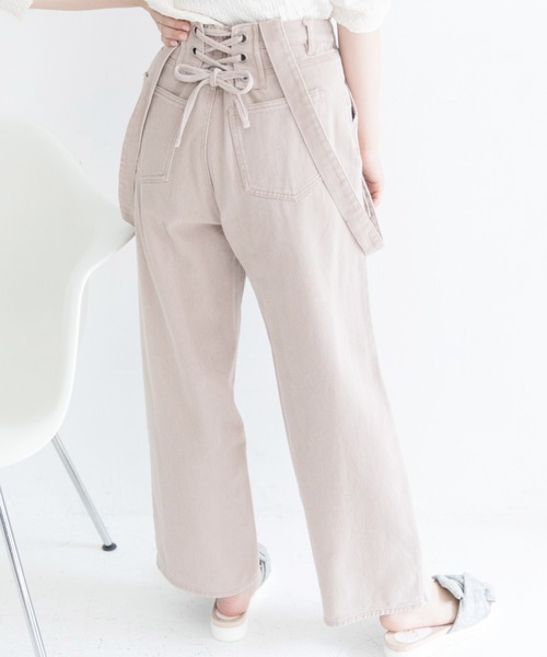 Mysa&Liina(ミーサリーナ)の「レースアップパンツ(デニムパンツ・レディース・サックスブルー/イエロー/オフホワイト/ピンク/グレー・M)」の6枚目の写真