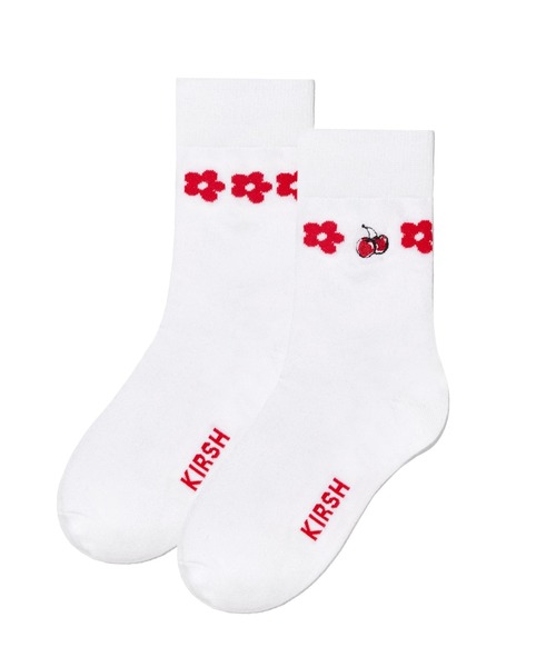 KIRSH(キルシー)の「【KOREA KIRSH オリジナルライン】『KIRSH/キルシー』CHERRY FLOWER SOCKS/チェリー フラワー ソックス(ソックス/靴下・レディース・ホワイト/ブラック・FREE)」の1枚目の写真