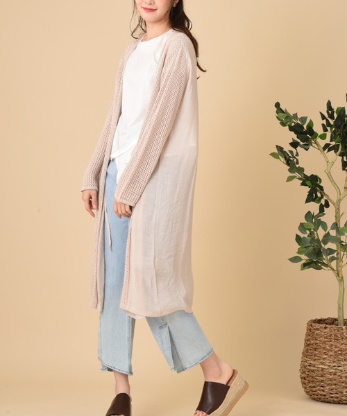 INTERPLANET（インタープラネット）の「カギ針楊柳ロングトッパー（その他アウター・レディース・ブラック/グレイッシュベージュ・FREE）」の6枚目の写真