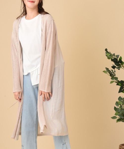 INTERPLANET（インタープラネット）の「カギ針楊柳ロングトッパー（その他アウター・レディース・ブラック/グレイッシュベージュ・FREE）」の10枚目の写真