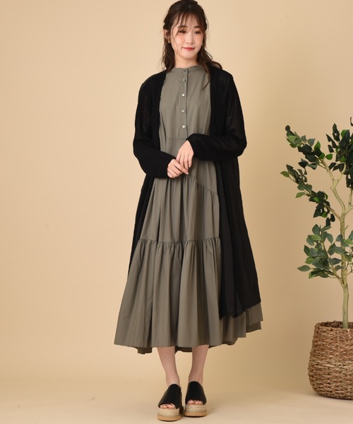 INTERPLANET（インタープラネット）の「カギ針楊柳ロングトッパー（その他アウター・レディース・ブラック/グレイッシュベージュ・FREE）」の14枚目の写真