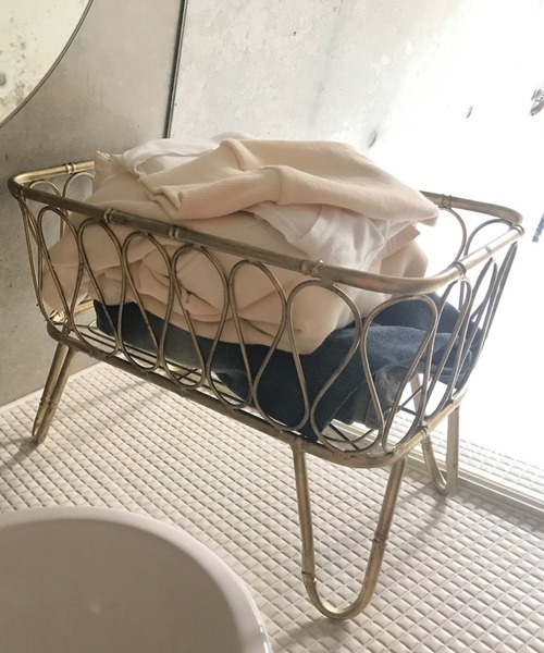 脚付きバスケット ゴールド LUXE カゴ 収納　送料込み 楽天市場】脚付きタオルバスケット ゴールド LUXE カゴ 収納