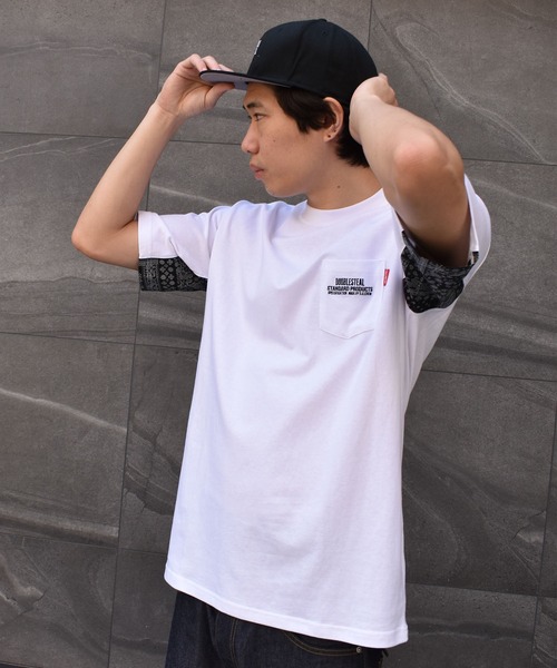 DOUBLE STEAL(ダブルスティール)の「ARMS FABRIC TEE(Tシャツ/カットソー・メンズ・ホワイト系その他/ブラック系その他/ホワイト系その他2/ブラック系その他2・MEDIUM/LARGE/X-LARGE)」の1枚目の写真