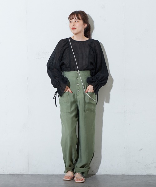 DISCOAT（ディスコート）の「テンセル混ハイウエストカーゴパンツ（カーゴパンツ・レディース・ブラック/ベージュ/カーキ・FREE）」の14枚目の写真