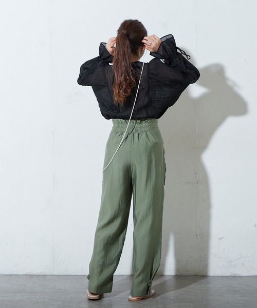 DISCOAT（ディスコート）の「テンセル混ハイウエストカーゴパンツ（カーゴパンツ・レディース・ブラック/ベージュ/カーキ・FREE）」の11枚目の写真