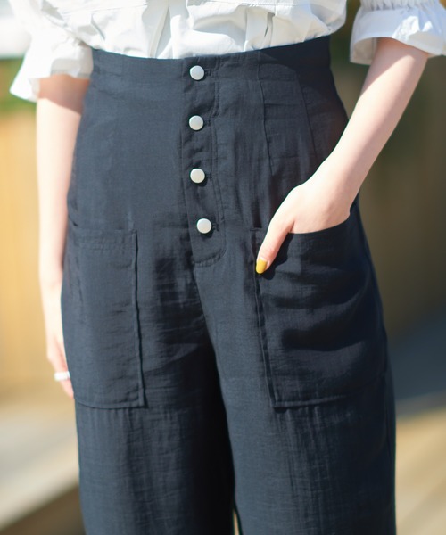 DISCOAT（ディスコート）の「テンセル混ハイウエストカーゴパンツ（カーゴパンツ・レディース・ブラック/ベージュ/カーキ・FREE）」の12枚目の写真