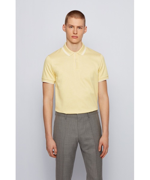 BOSS（ボス）の「レギュラーフィット ポロシャツ シルケットコットン＆ヘンプ（ポロシャツ・メンズ・ブルー/イエロー・S/M/XL/L）」の2枚目の写真