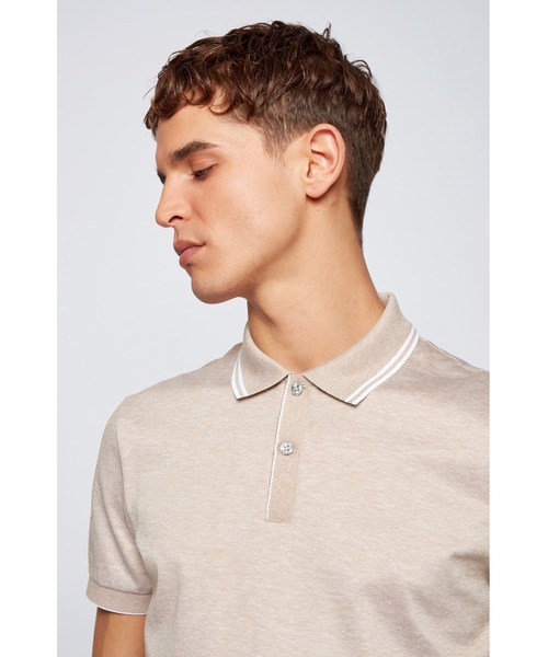 BOSS（ボス）の「レギュラーフィット ポロシャツ シルケットコットン＆ヘンプ（ポロシャツ・メンズ・ブルー/イエロー・S/M/XL/L）」の4枚目の写真