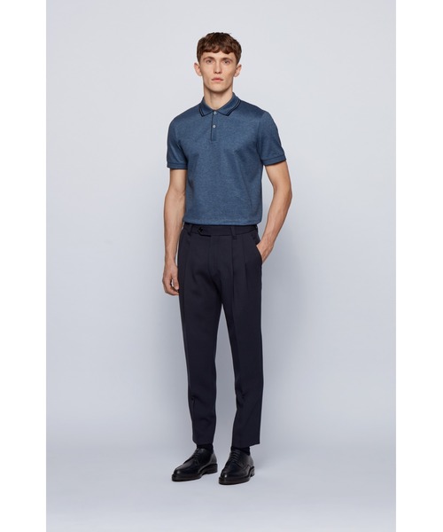 BOSS（ボス）の「レギュラーフィット ポロシャツ シルケットコットン＆ヘンプ（ポロシャツ・メンズ・ブルー/イエロー・S/M/XL/L）」の9枚目の写真
