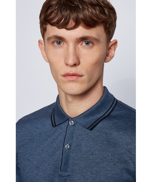 BOSS（ボス）の「レギュラーフィット ポロシャツ シルケットコットン＆ヘンプ（ポロシャツ・メンズ・ブルー/イエロー・S/M/XL/L）」の8枚目の写真
