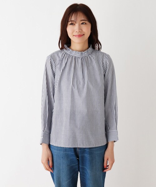 DRESKIP(ドレスキップ)の「◆フリルハイネックブラウス(シャツ/ブラウス・レディース・ホワイト系4/ライトグリーン系1/ネイビー系1/ネイビー系2・02/03/04)」の12枚目の写真