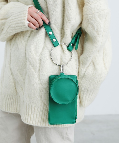 select MOCA(セレクトモカ)の「異素材フェイクレザーリングミニショルダーバッグセット(ショルダーバッグ・レディース・ブラック/サックスブルー/アイボリー/キャメル/グリーン/ベージュ・FREE)」の1枚目の写真