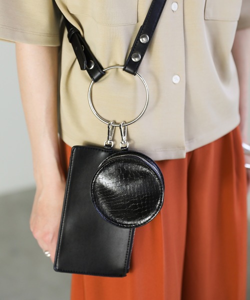 select MOCA(セレクトモカ)の「異素材フェイクレザーリングミニショルダーバッグセット(ショルダーバッグ・レディース・ブラック/サックスブルー/アイボリー/キャメル/グリーン/ベージュ・FREE)」の18枚目の写真