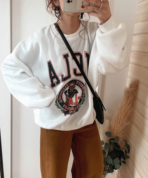 HWG_5（エイチダブルゴー）の「アメカジプリントスウェット（スウェット・レディース・ホワイト/ブラック/グレー・FREE）」の2枚目の写真