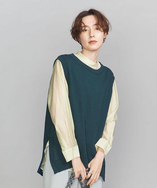 BEAUTY&YOUTH UNITED ARROWS（ビューティーアンドユースユナイテッドアローズ）の「BY コットンミニ裏毛クルーネックベスト/スウェット（スウェット・レディース・モカ/ナチュラル/コバルトブルー/ブラック・FREE）」の4枚目の写真