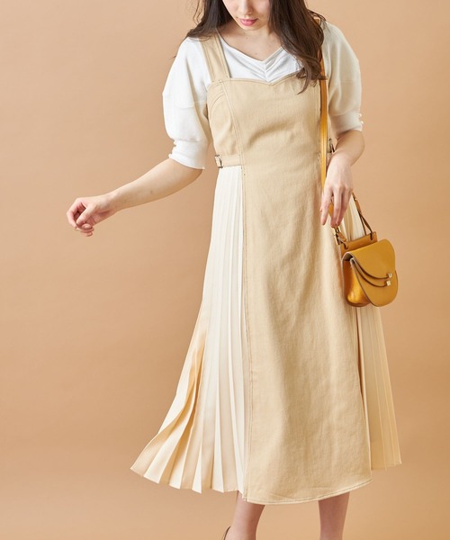 セール サイドベルト付きプリーツ切り替えジャンパースカート Tocco Closet Luxe ワンピース Tocco Closet トッコ クローゼット のファッション通販 Zozotown