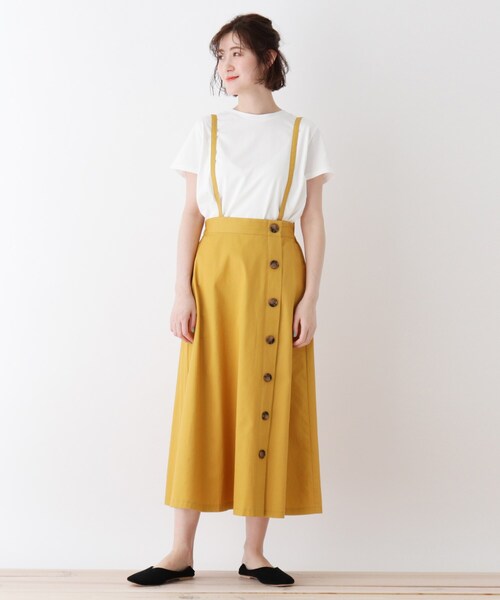 Cutie Blonde（キューティーブロンド）の「◆【S-L】サス付きラップ風スカート（スカート・レディース・ベージュ/マスタード/カーキ・02/01/03）」の4枚目の写真