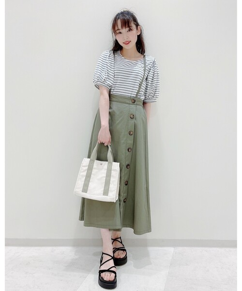 Cutie Blonde（キューティーブロンド）の「◆【S-L】サス付きラップ風スカート（スカート・レディース・ベージュ/マスタード/カーキ・02/01/03）」の8枚目の写真