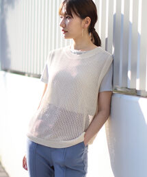 【WEB限定】BeAMS DOT / メッシュニットベスト