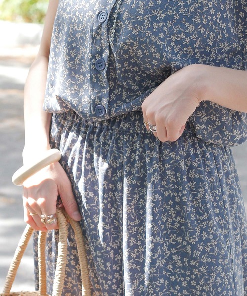 Crisp（クリスプ）の「フラワーフレアギャザースカート（スカート・レディース・ブルー/ブラウン・FREE）」の9枚目の写真