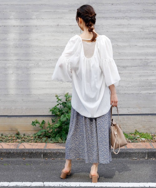 Crisp（クリスプ）の「フラワーフレアギャザースカート（スカート・レディース・ブルー/ブラウン・FREE）」の12枚目の写真