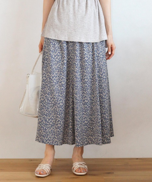 Crisp（クリスプ）の「フラワーフレアギャザースカート（スカート・レディース・ブルー/ブラウン・FREE）」の17枚目の写真