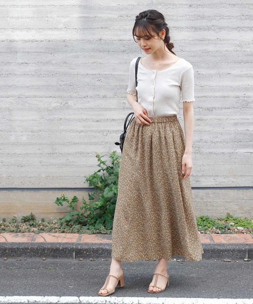 Crisp（クリスプ）の「フラワーフレアギャザースカート（スカート・レディース・ブルー/ブラウン・FREE）」の18枚目の写真