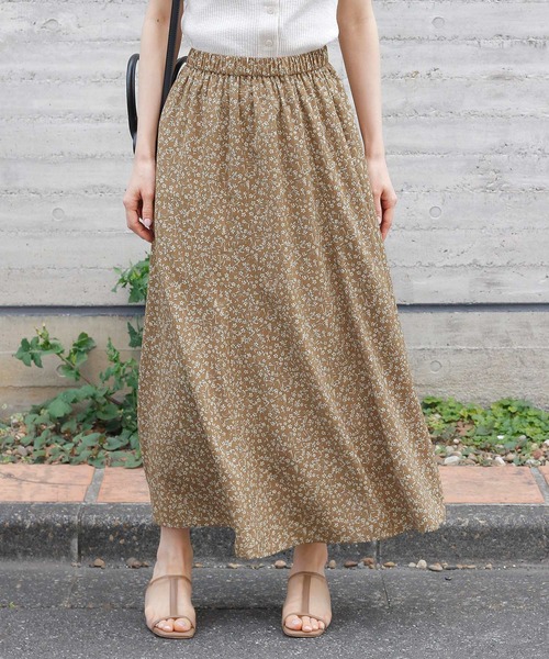 Crisp（クリスプ）の「フラワーフレアギャザースカート（スカート・レディース・ブルー/ブラウン・FREE）」の3枚目の写真