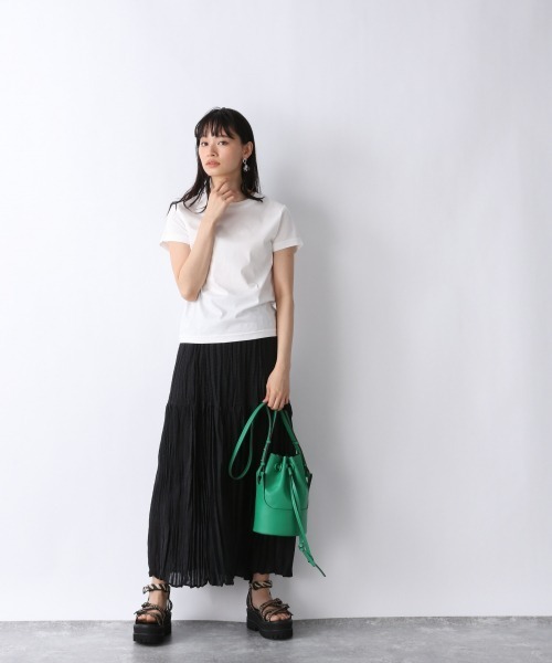 JEANASIS(ジーナシス)の「ハイウエストシャーリングロングスカート/951031(スカート・レディース・ホワイト/ブラック・FREE)」の5枚目の写真