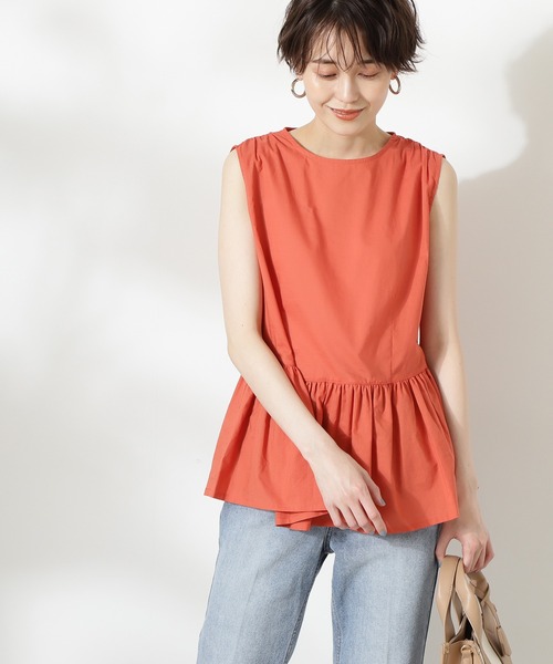 N.（N. Natural Beauty Basic）（エヌエヌナチュラルビューティーベーシック）の「ギャザーペプラムブラウス（シャツ/ブラウス・レディース・ブラック/ホワイト/ブルー系その他/ライトグリーン/オレンジ・MEDIUM）」の5枚目の写真