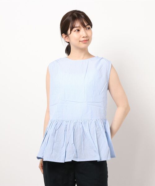 N.（N. Natural Beauty Basic）（エヌエヌナチュラルビューティーベーシック）の「ギャザーペプラムブラウス（シャツ/ブラウス・レディース・ブラック/ホワイト/ブルー系その他/ライトグリーン/オレンジ・MEDIUM）」の9枚目の写真