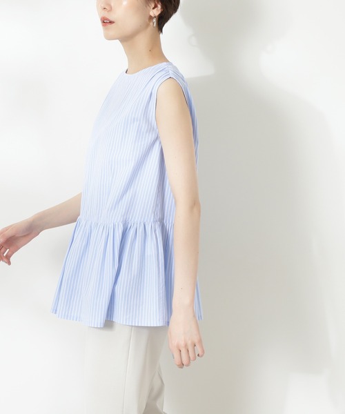 N.（N. Natural Beauty Basic）（エヌエヌナチュラルビューティーベーシック）の「ギャザーペプラムブラウス（シャツ/ブラウス・レディース・ブラック/ホワイト/ブルー系その他/ライトグリーン/オレンジ・MEDIUM）」の12枚目の写真