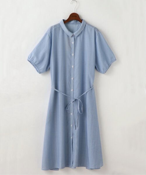 DOUBLE NAME(ダブルネーム)の「【merモデルまるちゃんコラボ】ストライプシャツワンピース(シャツワンピース・レディース・ベージュ/ネイビー/サックスブルー・FREE)」の9枚目の写真