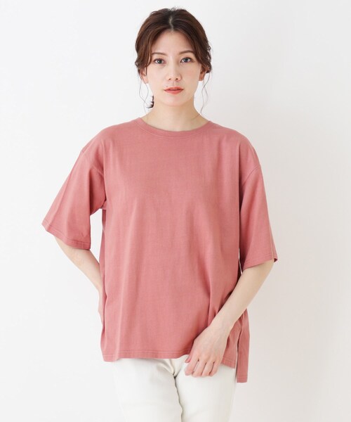 SHOO・LA・RUE（シューラルー）の「◆ドロップショルダーグラフィックTシャツ（Tシャツ/カットソー・レディース・オフホワイト/ライトパープル/チャコール/ホワイト系3/ホワイト系6/ブラック系3/ブラック系5/ベージュ系4/アイボリー系6/ダークグリーン系6/ブルー系5/ピンク系9・02/03/04）」の12枚目の写真