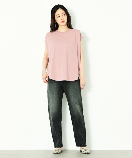 C17（シーセブンティーン）の「C17 ノースリーブタックTシャツ（Tシャツ/カットソー・レディース・ラベンダー/ベビーピンク/ブラック/グレイッシュベージュ・LARGE/MEDIUM）」の22枚目の写真