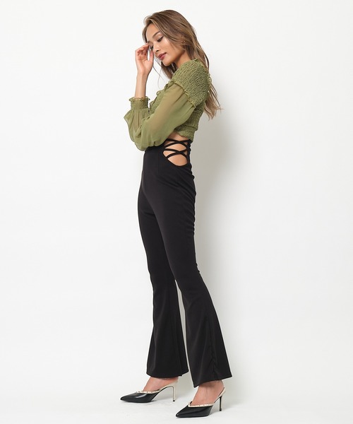 SPIRALGIRL（スパイラルガール）の「サイドオープンフレアパンツ（その他パンツ・レディース・ブラック/レオパード/パイソン・FREE）」の8枚目の写真