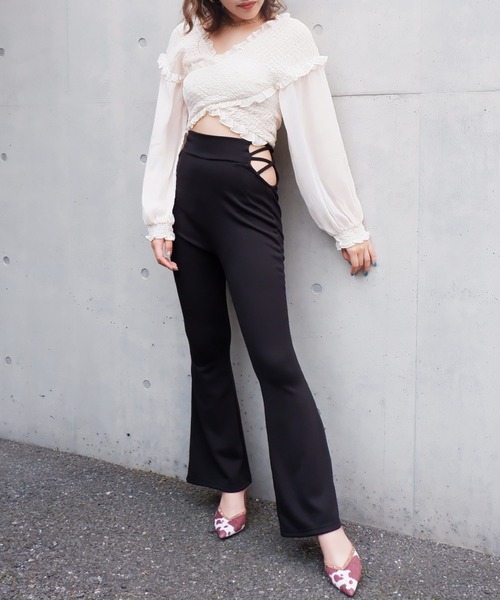 SPIRALGIRL（スパイラルガール）の「サイドオープンフレアパンツ（その他パンツ・レディース・ブラック/レオパード/パイソン・FREE）」の18枚目の写真