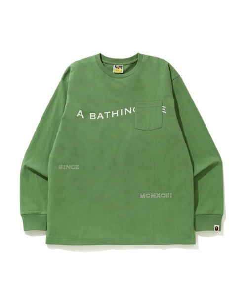 A BATHING APE(アベイシングエイプ)の「BAPE INK PRINT RELAXED L/S TEE #2 M(Tシャツ/カットソー・メンズ・ホワイト/グリーン/ブラック・MEDIUM/LARGE/X-LARGE/SMALL/XX-LARGE/XXX-LARGE)」の1枚目の写真