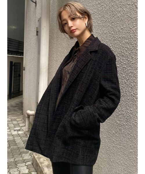 EMODA(エモダ)の「ボックスバルキージャケット(テーラードジャケット・レディース・カーキ/ブラック/イエロー・FREE)」の1枚目の写真