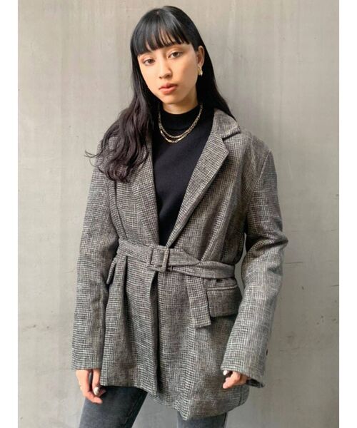 EMODA(エモダ)の「ボックスバルキージャケット(テーラードジャケット・レディース・カーキ/ブラック/イエロー・FREE)」の4枚目の写真