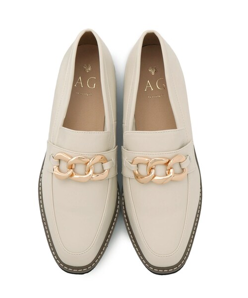 AG by aquagirl（エージーバイアクアガール）の「◆厚底チェーンローファー（ドレスシューズ・レディース・ブラック/オフホワイト・03/02）」の6枚目の写真