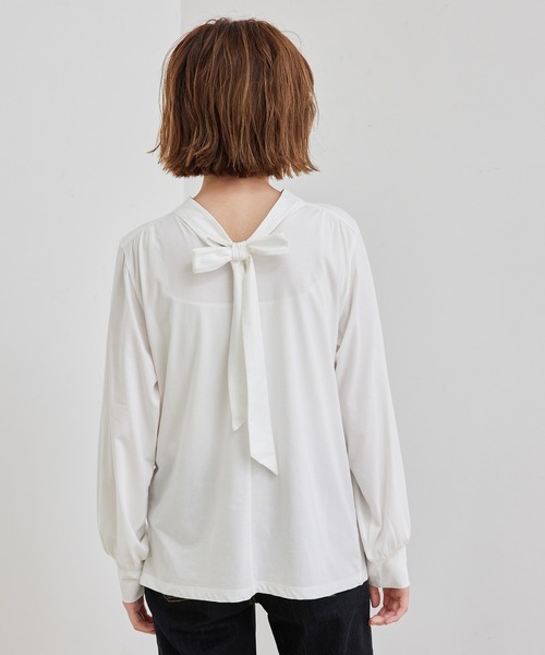 ROPE' PICNIC（ロペピクニック）の「【2WAY】ボウタイカットソートップス（Tシャツ/カットソー・レディース・ワイン/オフホワイト/ブラック・38）」の5枚目の写真