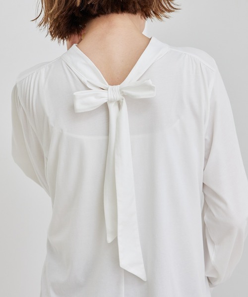 ROPE' PICNIC（ロペピクニック）の「【2WAY】ボウタイカットソートップス（Tシャツ/カットソー・レディース・ワイン/オフホワイト/ブラック・38）」の6枚目の写真