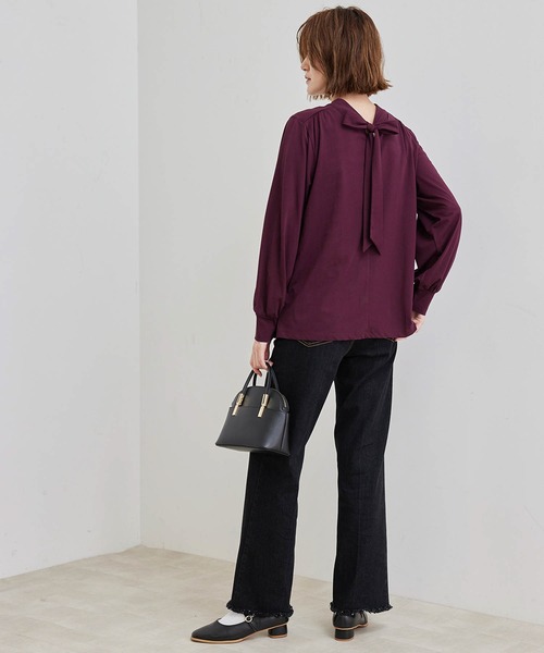 ROPE' PICNIC（ロペピクニック）の「【2WAY】ボウタイカットソートップス（Tシャツ/カットソー・レディース・ワイン/オフホワイト/ブラック・38）」の17枚目の写真