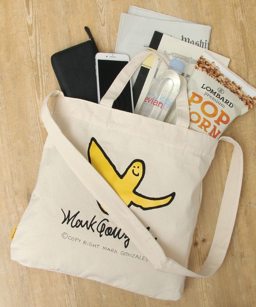 Mark Gonzales（マーク・ゴンザレス）の「ゴンバト キャンバス ショルダートートバッグ / トートバッグ / ショルダーバッグ（トートバッグ・メンズ・ホワイト/ブラック/ブラック系その他/ホワイト系その他・FREE）」の2枚目の写真