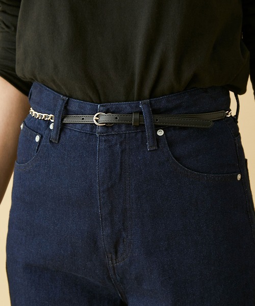 MADEMOISELLE ROPE'（マドモアゼル ロペ）の「チェーンコンビ細ベルト（ベルト・レディース・ブラック・FREE）」の3枚目の写真