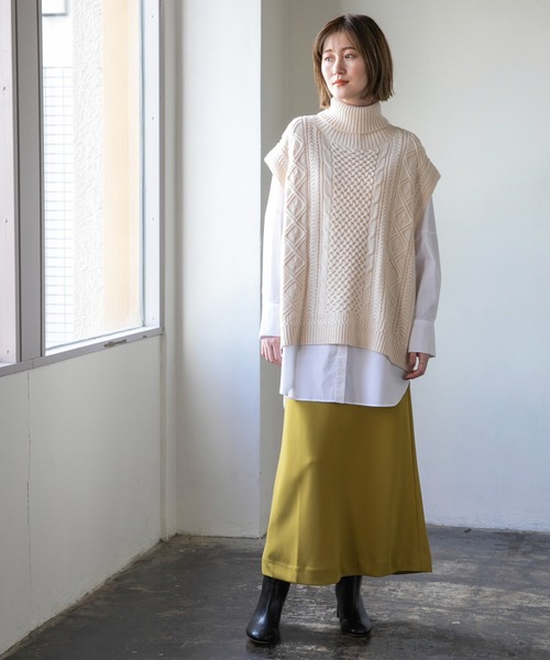 A part by(アパートバイ)の「ジョーゼットマキシスカート 229943(スカート・レディース・ブラック/マスタード・MEDIUM/LARGE)」の3枚目の写真